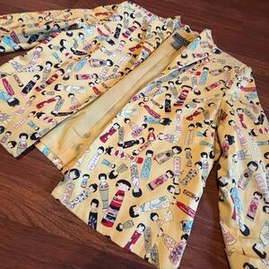 Vintage Nouveaux Kokeshi Doll Yellow Blazer Jacket Women’s Size 10